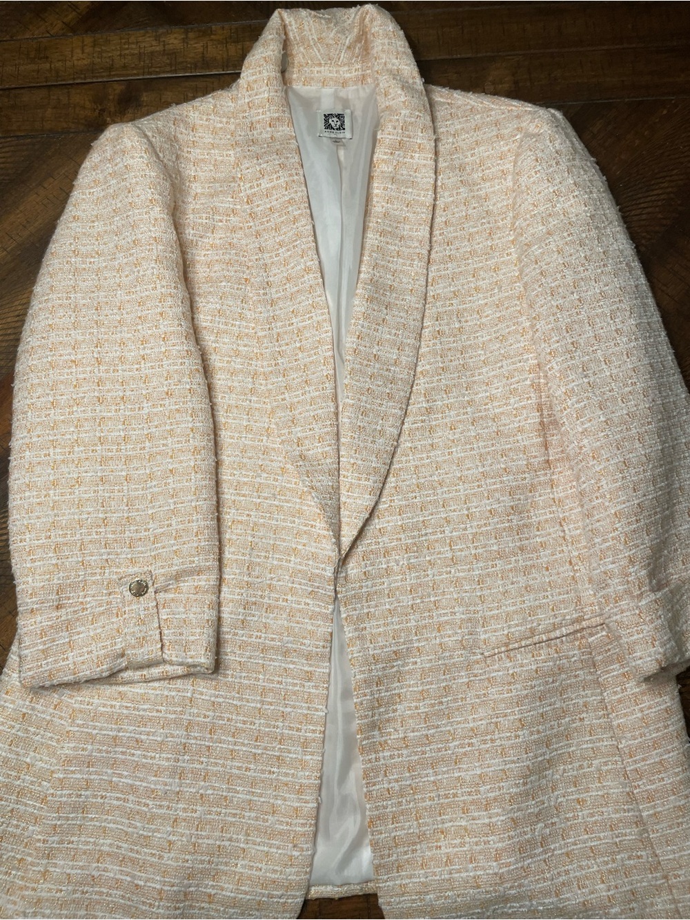 Anne Klein Honeycomb Women's Tweed Blazer - Classic Shawl Collar